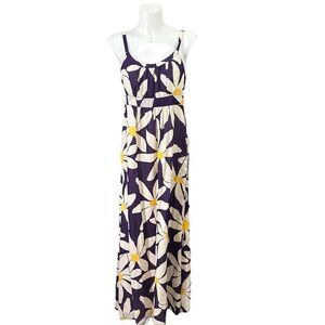 Boden‎ Purple Floral Scoop Neck Sleeveless Long Dress Cotton size 6 R USA